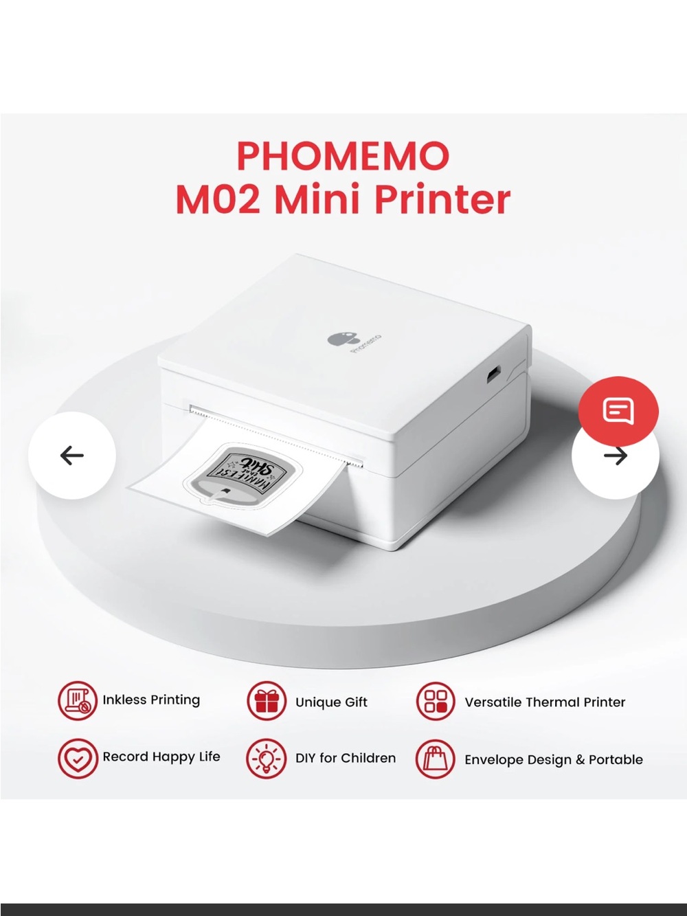 PHOMEMO M02 Mini Thermal Printer - White